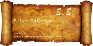 Sulcz Sándor névjegykártya